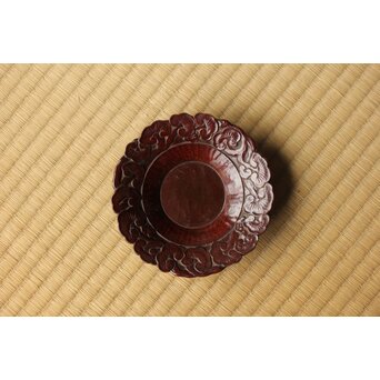 音丸耕堂 霊芝紋茶托 瓶敷　X571 