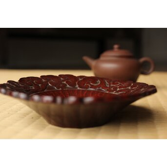 音丸耕堂 霊芝紋茶托 瓶敷　X571 