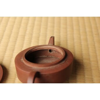 清晚期 周盘壺 朱泥紫泥急須/茶壺 単孔 閉門即是深山　P513 