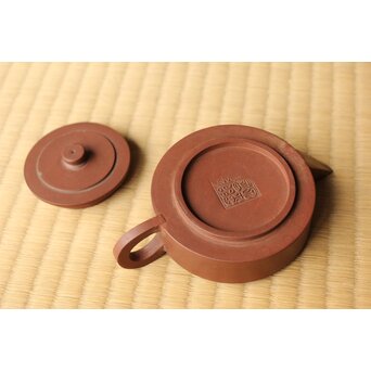 清晚期 周盘壺 朱泥紫泥急須/茶壺 単孔 閉門即是深山　P513 