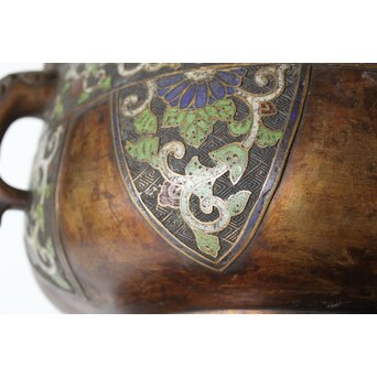 乾隆意 宣徳銅七宝瓶掛　M447 