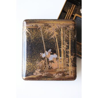 吉祥図 蒔絵硯箱　Q373 