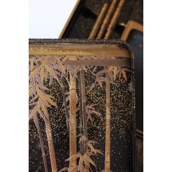 吉祥図 蒔絵硯箱　Q373 