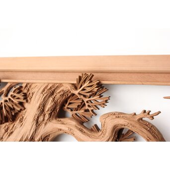 一峯作 鶴松木彫欄間　R0454 