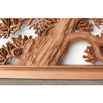 一峯作 鶴松木彫欄間　R0454 