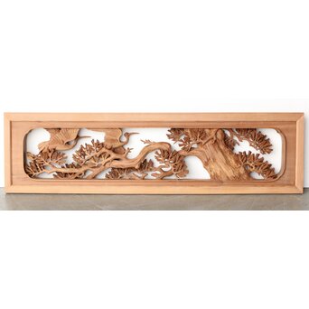 一峯作 鶴松木彫欄間　R0454 ウラ