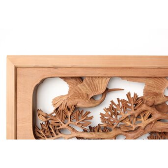 一峯作 鶴松木彫欄間　R0454 