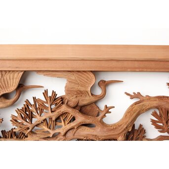 一峯作 鶴松木彫欄間　R0454 