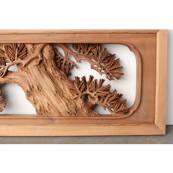 一峯作 鶴松木彫欄間　R0454 