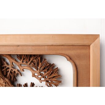 一峯作 鶴松木彫欄間　R0454 