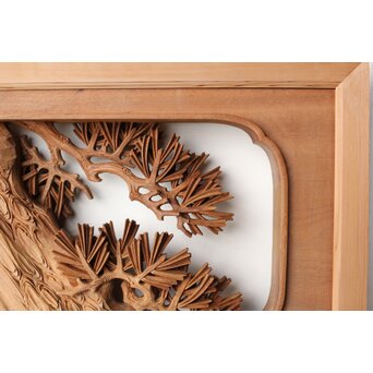 一峯作 鶴松木彫欄間　R0454 