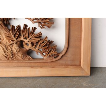 一峯作 鶴松木彫欄間　R0454 