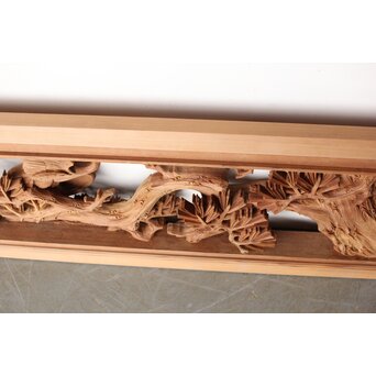 一峯作 鶴松木彫欄間　R0454 