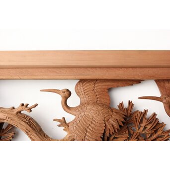 一峯作 鶴松木彫欄間　R0454 