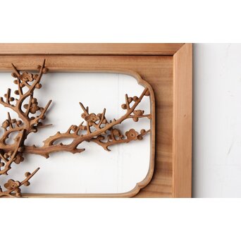 井波彫刻 今井幸二郎銘 四君子木彫欄間 2枚1組　R0455 