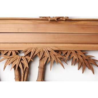 井波彫刻 今井幸二郎銘 四君子木彫欄間 2枚1組　R0455 