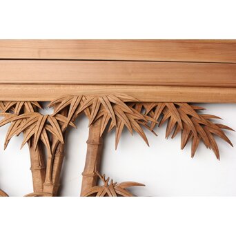 井波彫刻 今井幸二郎銘 四君子木彫欄間 2枚1組　R0455 