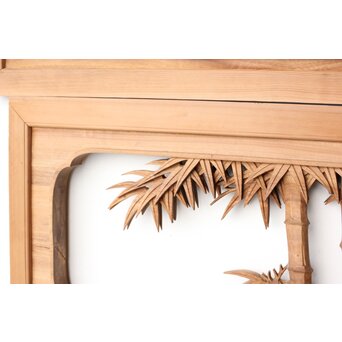 井波彫刻 今井幸二郎銘 四君子木彫欄間 2枚1組　R0455 