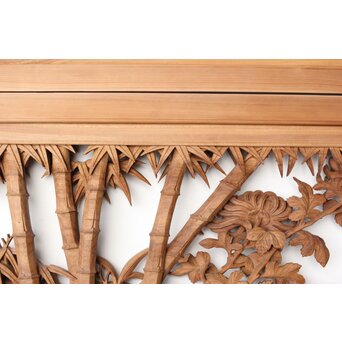 井波彫刻 今井幸二郎銘 四君子木彫欄間 2枚1組　R0455 