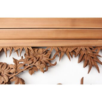 井波彫刻 今井幸二郎銘 四君子木彫欄間 2枚1組　R0455 