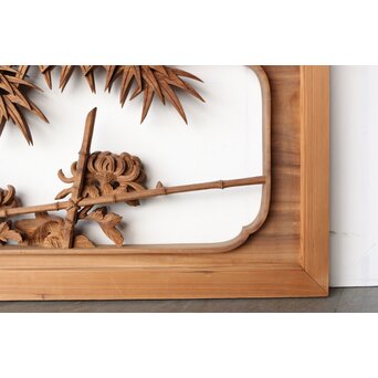 井波彫刻 今井幸二郎銘 四君子木彫欄間 2枚1組　R0455 