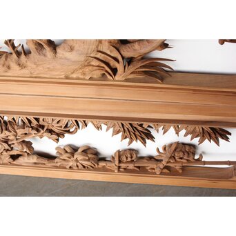 井波彫刻 今井幸二郎銘 四君子木彫欄間 2枚1組　R0455 