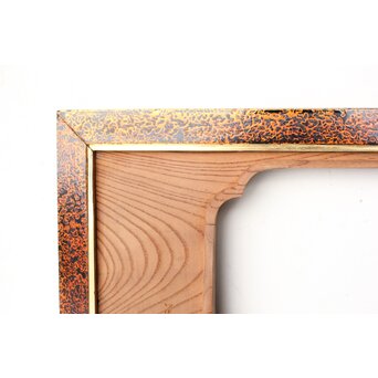 芳雲銘 会津塗枠 欅木彫欄間　R0456 