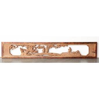 芳雲銘 会津塗枠 欅木彫欄間　R0456 ウラ