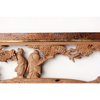 芳雲銘 会津塗枠 欅木彫欄間　R0456 