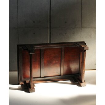 鉄刀木 指物文机 盆栽卓　X575 