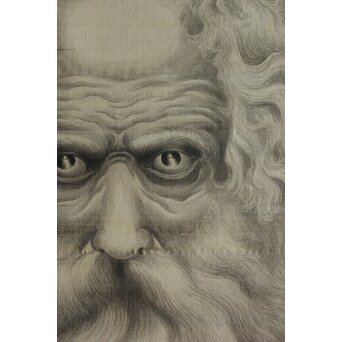 五十川 訊堂 画賛 HIPPOCRATES ヒポクラテス像 絹本軸装　Z573 