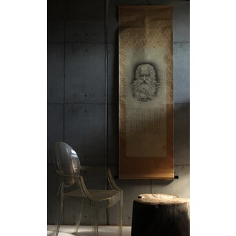 五十川 訊堂 画賛 HIPPOCRATES ヒポクラテス像 絹本軸装　Z573 