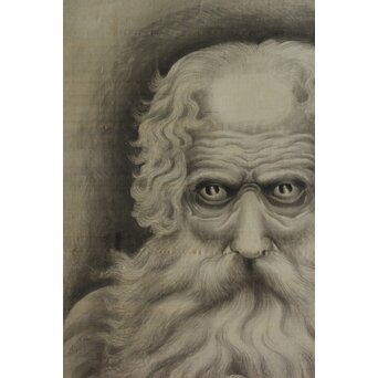 五十川 訊堂 画賛 HIPPOCRATES ヒポクラテス像 絹本軸装　Z573 