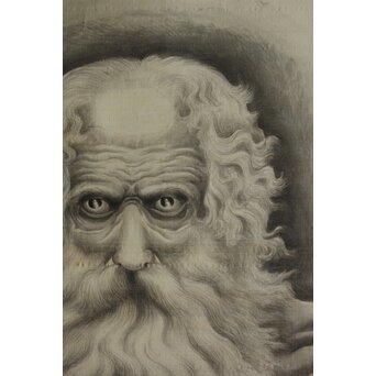 五十川 訊堂 画賛 HIPPOCRATES ヒポクラテス像 絹本軸装　Z573 