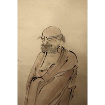 山田真山【達磨図】絹本軸装　Z575 