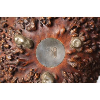 寿久銘 瓢錫茶壺 錫建水　M449 