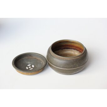 寿久銘 瓢錫茶壺 錫建水　M449 