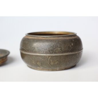 寿久銘 瓢錫茶壺 錫建水　M449 