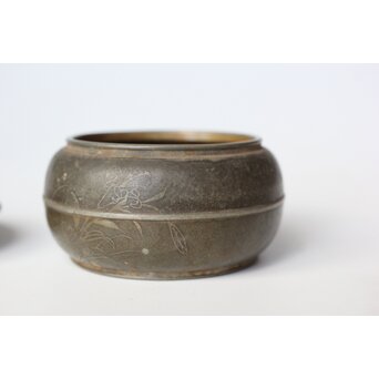 寿久銘 瓢錫茶壺 錫建水　M449 