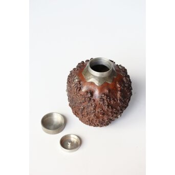 寿久銘 瓢錫茶壺 錫建水　M449 