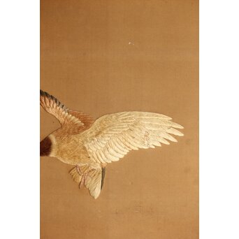 高島屋刺繍 稀少タグ付 花鳥刺繍衝立　U368 