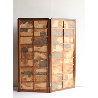 高島屋刺繍 稀少タグ付 花鳥刺繍衝立　U368 