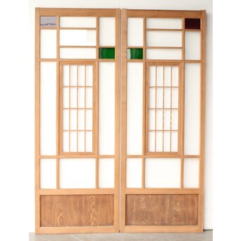 色ガラスと障子の建具 4枚1組　GD0267Y AB　表