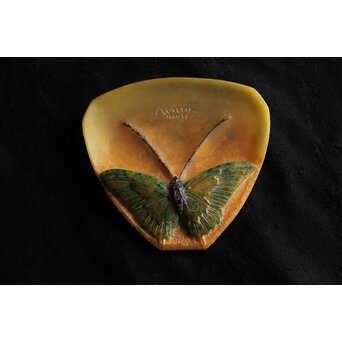 Almeric Walter ワルターガラス 蝶文トレイ　Y057