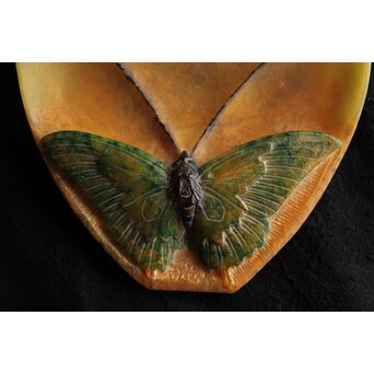 Almeric Walter ワルターガラス 蝶文トレイ　Y057 