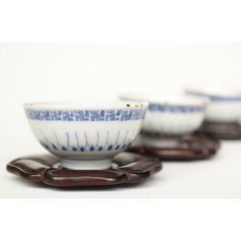 倣古染付 卍染付煎茶碗5客　P521