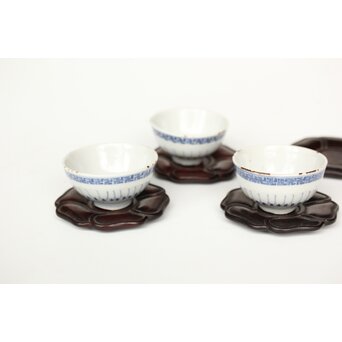 倣古染付 卍染付煎茶碗5客　P521 