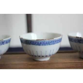 倣古染付 卍染付煎茶碗5客　P521 