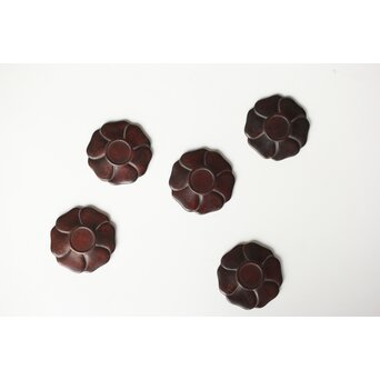 捻文唐木煎茶茶托 五客　X579 