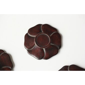 捻文唐木煎茶茶托 五客　X579 